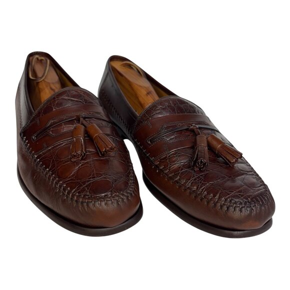 Mezlan Costa Tassel Loafers Brown Croc and Leather Slip on Men\'s 10 Spain main image 5